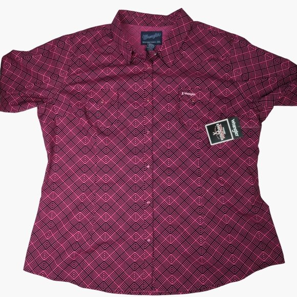 Wrangler Women’s Western Shirt 3XL Pink Black Breast Cancer Awareness Pearl Snap - Picture 4 of 11